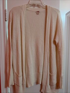 Mossimo Supply Co. Cream Open-Front Knit Cardigan with Pockets